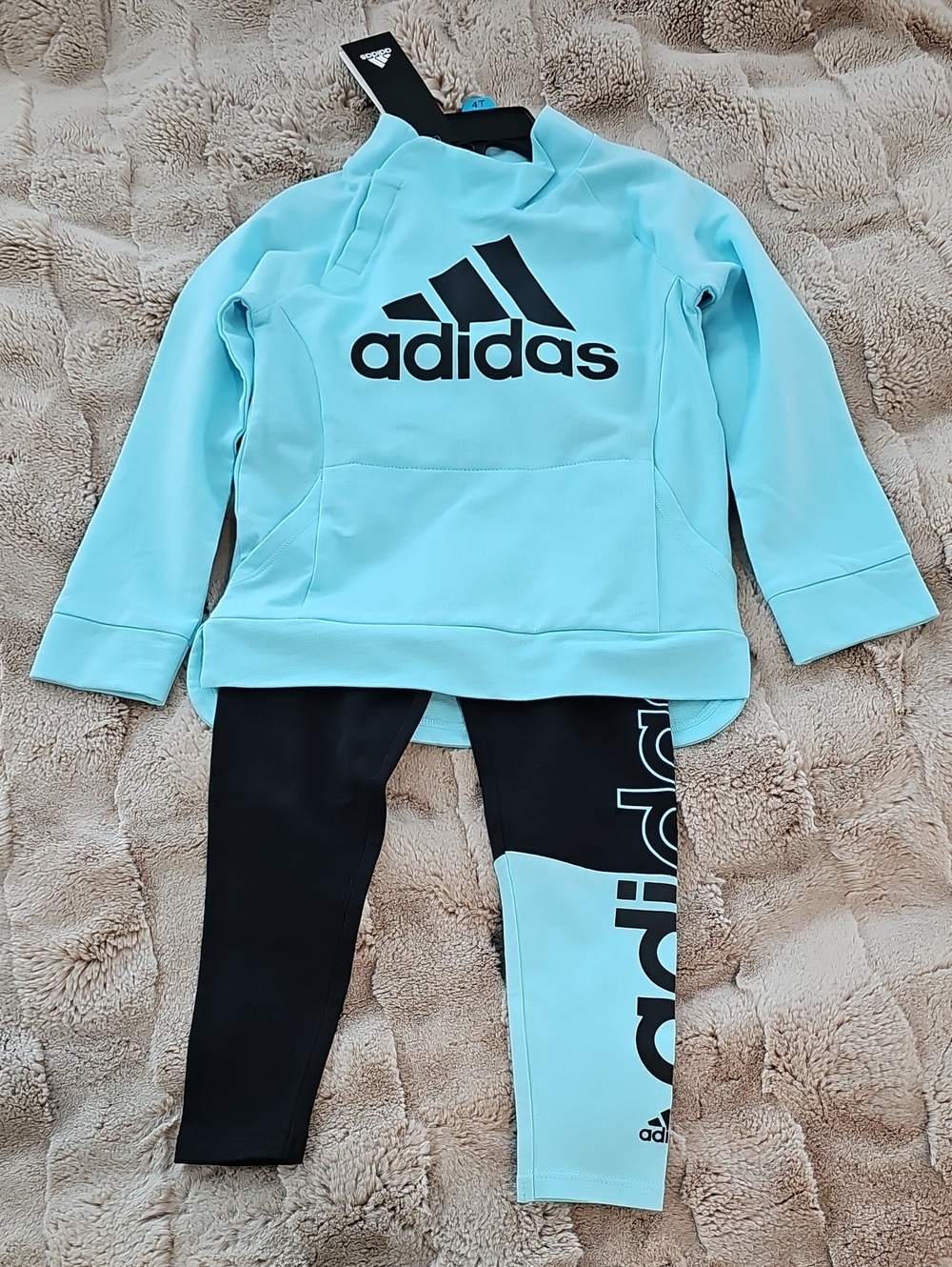 adidas Aqua Hoodie and Black Leggings Dance Set